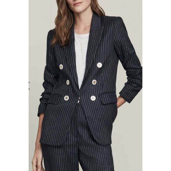 Veronica Beard Jackets & Blazers - VERONICA BEARD Pinstripe Beacon Dickey Jacket linen cotton blazer size 0